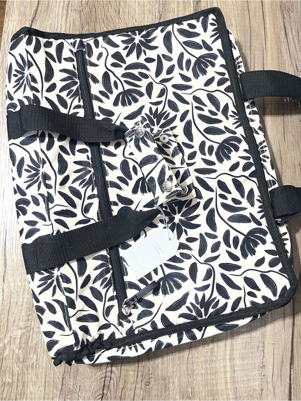 Black & White Floral Travel Organizer Tote
